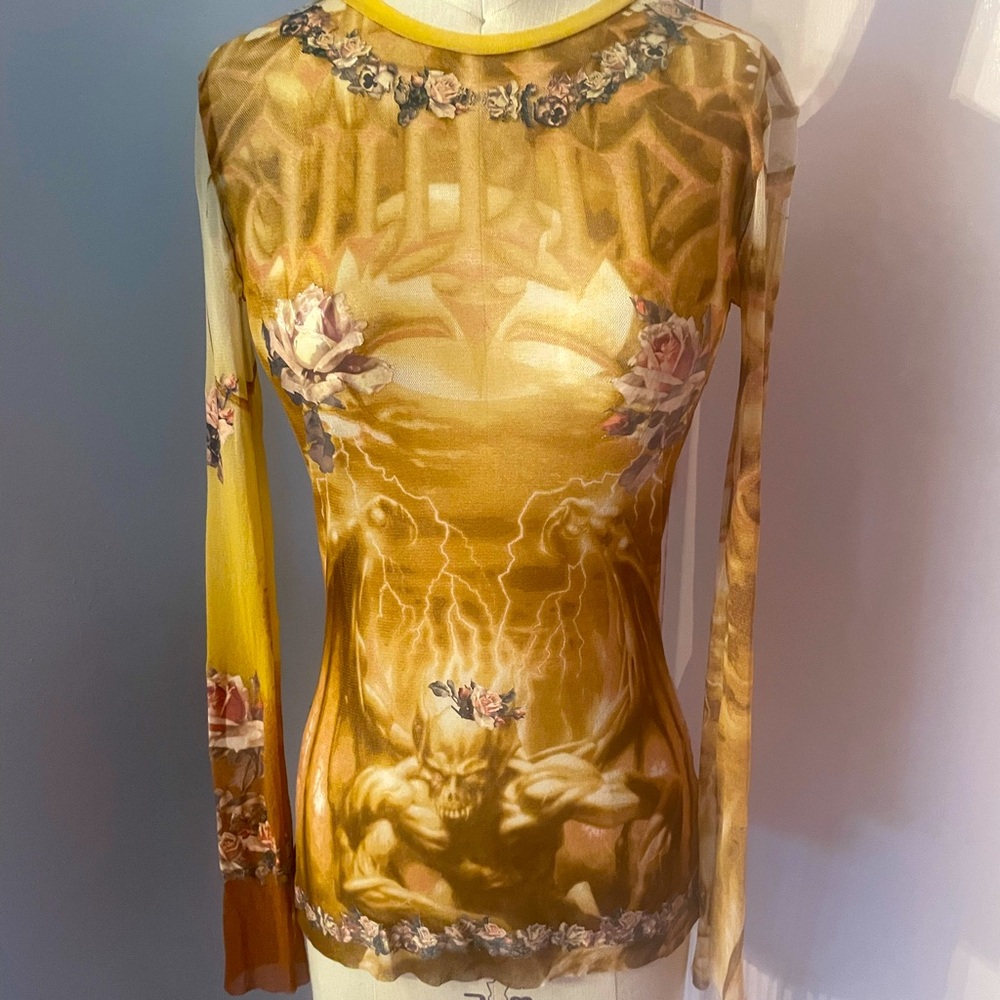Jean Paul Gaultier L/S Mesh Print Shirt